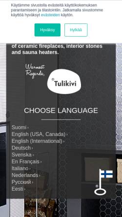 Vorschau der mobilen Webseite www.tulikivi.com, Tulikivi Oyj