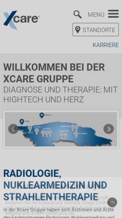 Vorschau der mobilen Webseite www.x-care.de, Ärztegemeinschaft X-care Gruppe Radiologie, Nuklearmedizin und Strahlentherapie