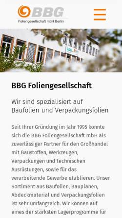 Vorschau der mobilen Webseite www.bbgfolien.de, BBG Folien GmbH