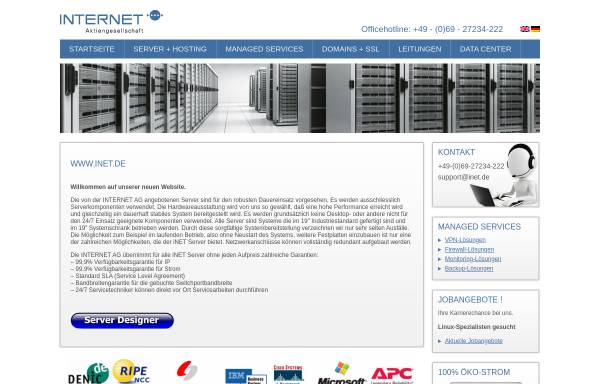 Vorschau von www.inet.de, INTERNET AG Global Network Frankfurt
