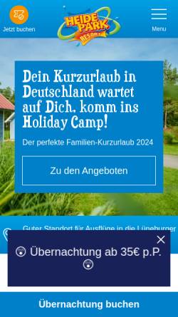 Vorschau der mobilen Webseite www.heide-park.de, Heide-Park Holidaycamp