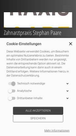Vorschau der mobilen Webseite www.zahnarzt-altenkirchen.de, Zahnarztpraxis und Dentallabor Stephan Paare