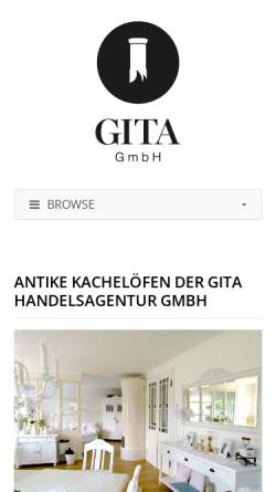 Vorschau der mobilen Webseite www.kacheloefen-antik.de, Gita Handelsagentur GmbH