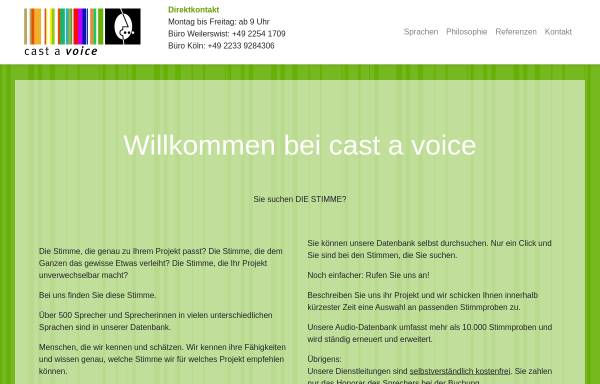 Vorschau von www.castavoice.de, Cast a voice, Stimmen-Agentur