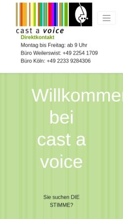 Vorschau der mobilen Webseite www.castavoice.de, Cast a voice, Stimmen-Agentur