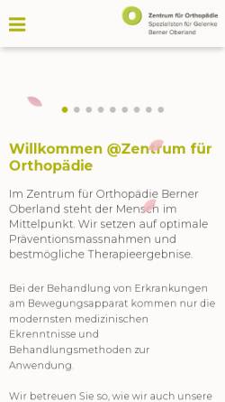 Vorschau der mobilen Webseite www.orthopaedie-berner-oberland.ch, Zentrum für Orthopädie Berner Oberland