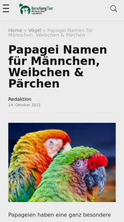 Vorschau der mobilen Webseite www.papageien-baeckerei.de, Papageien Baeckerei - Inh. Marita Grabowski