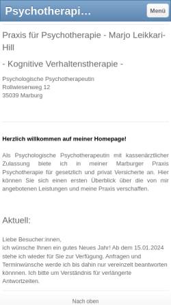 Vorschau der mobilen Webseite www.psychotherapie-praxis-marburg.de, Praxis für Psychotherapie - Dipl. Psych. M. Leikkari