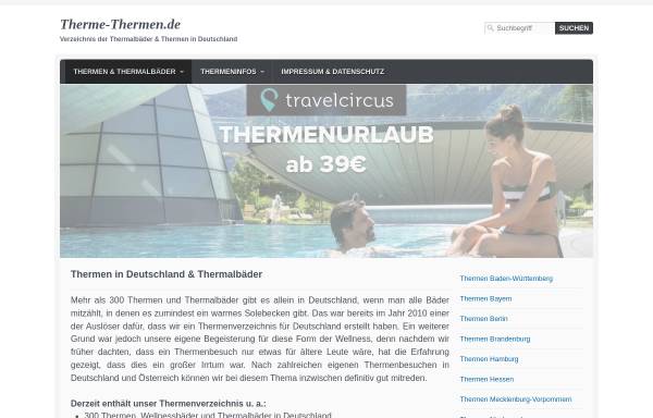 Vorschau von www.therme-thermen.de, Thermenverzeichnis Deutschland und Europa
