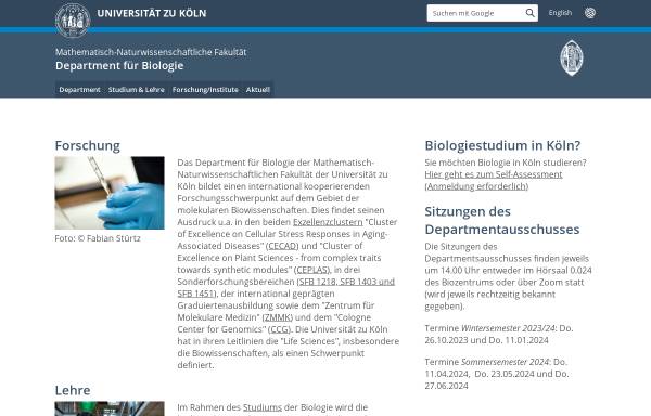 Fachgruppe Biologie an der Uni Köln