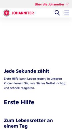 Vorschau der mobilen Webseite www.johanniter.de, Johanniter - Ausbildung