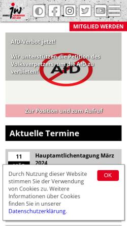 Vorschau der mobilen Webseite www.bundesjugendwerk.de, Bundesjugendwerk der Arbeiterwohlfahrt