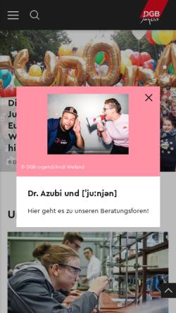 Vorschau der mobilen Webseite jugend.dgb.de, DGB - Jugend