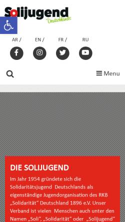 Vorschau der mobilen Webseite www.solijugend.de, Solidaritätsjugend Deutschlands