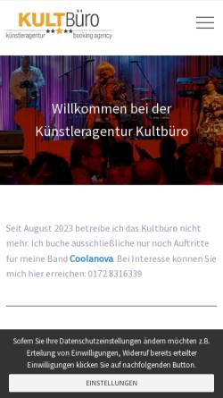 Vorschau der mobilen Webseite kultbuero.de, Kultbüro - Bernhard Heck