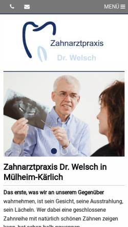 Vorschau der mobilen Webseite www.dr-welsch.de, Zahnarztpraxis Dr. Welsch