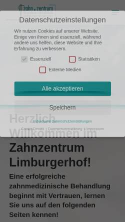 Vorschau der mobilen Webseite www.zahnzentrum-limburgerhof.de, Zahnärzte Dr. Patzelt, Dr. Hartmann und Dr. Ferrera