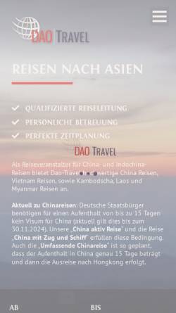 Vorschau der mobilen Webseite www.dao.de, Dao-Travel