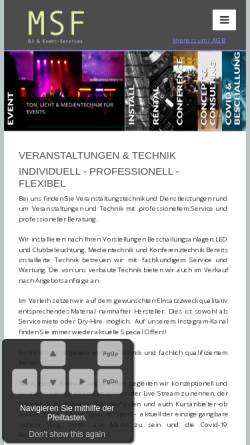 Vorschau der mobilen Webseite www.msf-events.de, MSF - DJ & Event-Services