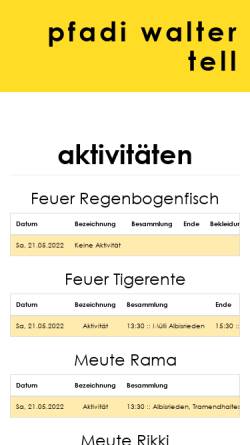 Vorschau der mobilen Webseite www.pfadi-wt.ch, Pfadi Walter Tell, Zürich