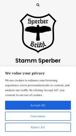 Vorschau der mobilen Webseite www.stammsperber.de, DPBM Stamm Sperber, Brühl