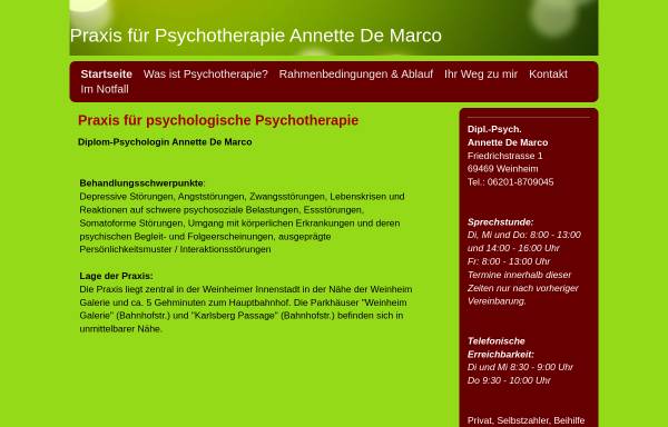 Vorschau von www.praxis-demarco.de, Praxis für Psychotherapie Annette De Marco