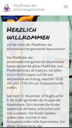 Vorschau der mobilen Webseite www.pfadis-johannes.de, Pfadfinder der Johannesgemeinde Neumünster Wittorf