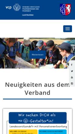 Vorschau der mobilen Webseite www.vcp-westfalen.de, VCP Land Westfalen