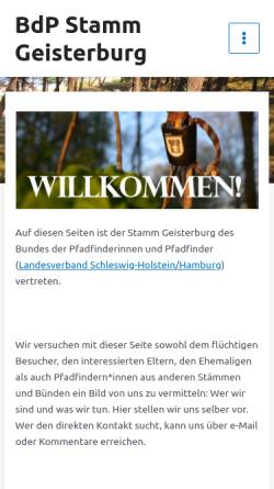 Vorschau der mobilen Webseite www.geisterburg.de, BdP Stamm Geisterburg