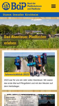 Vorschau der mobilen Webseite www.pfadfinder-kirchheim.de, BdP Stamm Seeadler Kirchheim