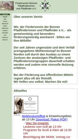 Vorschau der mobilen Webseite www.xn--mhlenstumpf-thb.de, Förderverein Bonner Pfadfinder e.V.