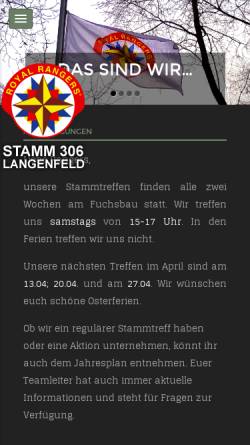Vorschau der mobilen Webseite www.rr-306.de, Royal Rangers Stamm 306 - Langenfeld/Rheinland