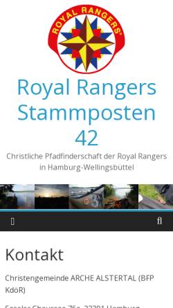 Vorschau der mobilen Webseite royal-rangers42.de, Royal Rangers Stammposten 42