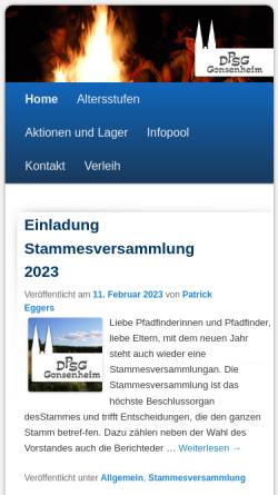 Vorschau der mobilen Webseite dpsg-gonsenheim.de, DPSG Stamm Mainz-Gonsenheim