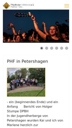 Vorschau der mobilen Webseite www.pfadfinder-hilfsfond.de, Pfadfinder Hilfsfond e.V.