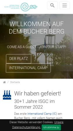 Vorschau der mobilen Webseite www.bucher-berg.de, Pfadfinderzeltplatz Bucher Berg