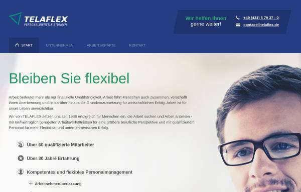 Vorschau von www.telaflex.de, Telaflex Zeitarbeit Kiel GmbH