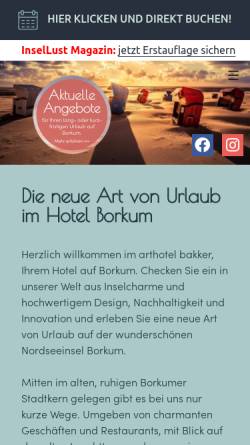 Vorschau der mobilen Webseite www.arthotel-bakker.de, Arthotel Bakker