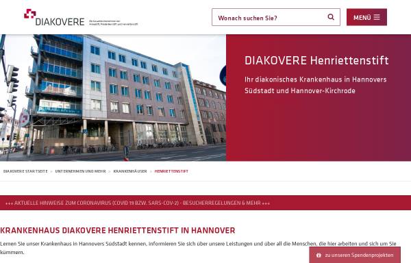 Vorschau von www.diakoniekrankenhaus-henriettenstiftung.de, Krankenhaus Henriettenstiftung Hannover