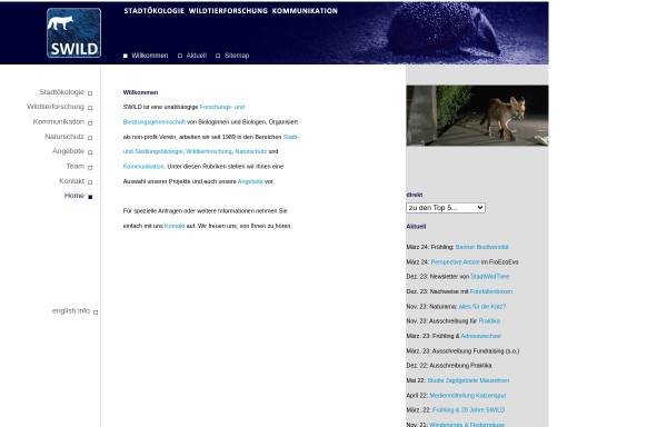 Vorschau von www.swild.ch, SWILD - Stadtökologie, Wildtierforschung, Kommunikation