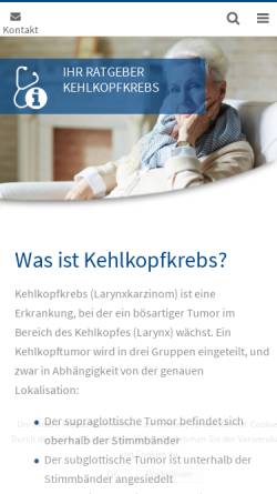 Vorschau der mobilen Webseite www.kehlkopfkrebs.net, Ratgeber Kehlkopfkrebs