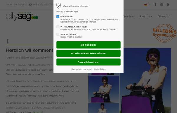Vorschau von www.city-seg.de, city-seg - SEGWAY Touren Heidelberg, Baden-Baden und Karlsruhe