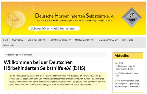 Vorschau von www.hoerbehindertenselbsthilfe.de, Deutsche Hörbehinderten Selbsthilfe e.V.