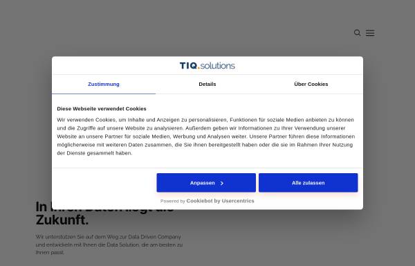 Vorschau von www.tiq-solutions.de, TIQ Solutions GmbH für Datenqualitätsmanagement