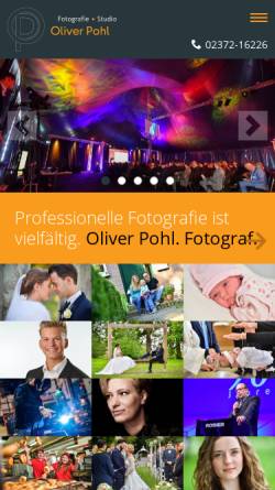 Vorschau der mobilen Webseite www.opohl.de, Oliver Pohl - Fotografie, Fotostudio, Bildbearbeitung, Webvideo