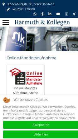 Vorschau der mobilen Webseite www.harmuth-kollegen.de, Rechtsanwälte Harmuth & Kollegen