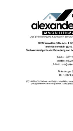 Vorschau der mobilen Webseite www.falkensee-immo.de, Alexander Prokein Immobilienmanagement