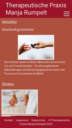 Vorschau der mobilen Webseite www.praxis-manja-rumpelt.de, Praxis für Ganzheitliche Körperarbeit Manja Rumpelt