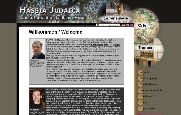 Vorschau von www.hassia-judaica.de, Hassia Judaica - Jüdisches Kleinstadt und Landleben in Hessen