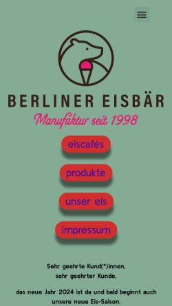 Vorschau der mobilen Webseite www.berlinereisbaer.de, Berliner Eisbär